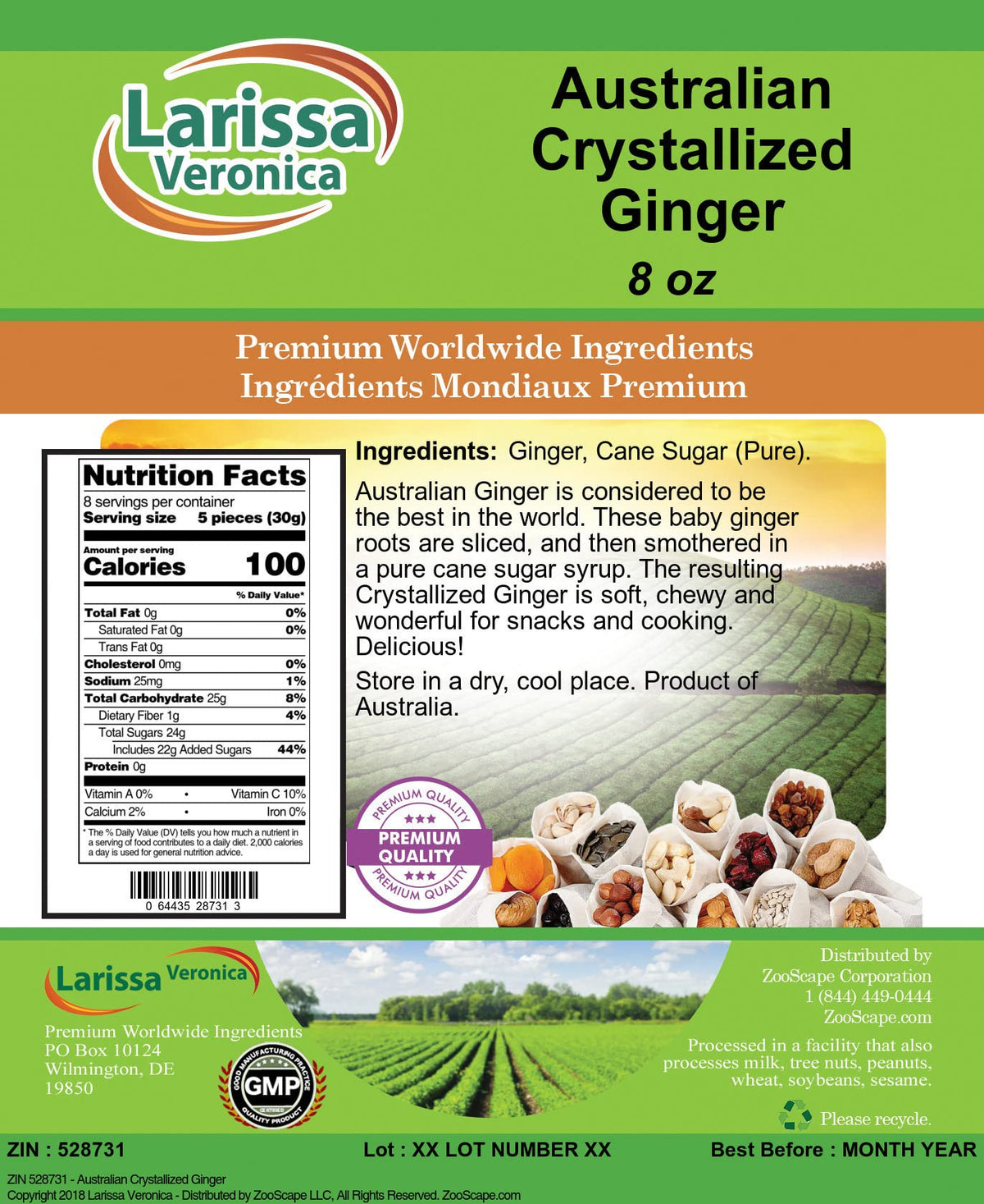 Australian Crystallized Ginger (8 oz, ZIN: 528731)