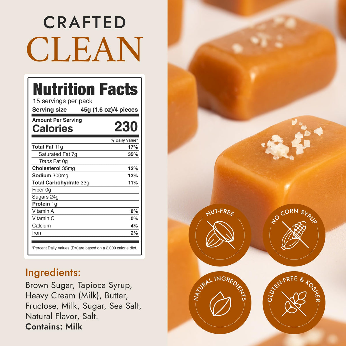 Béquet Celtic Sea Salt Caramels - Soft, Individually Wrapped Gourmet Caramel Candy, Gluten?Free & Kosher - 24 oz Resealable Pouch