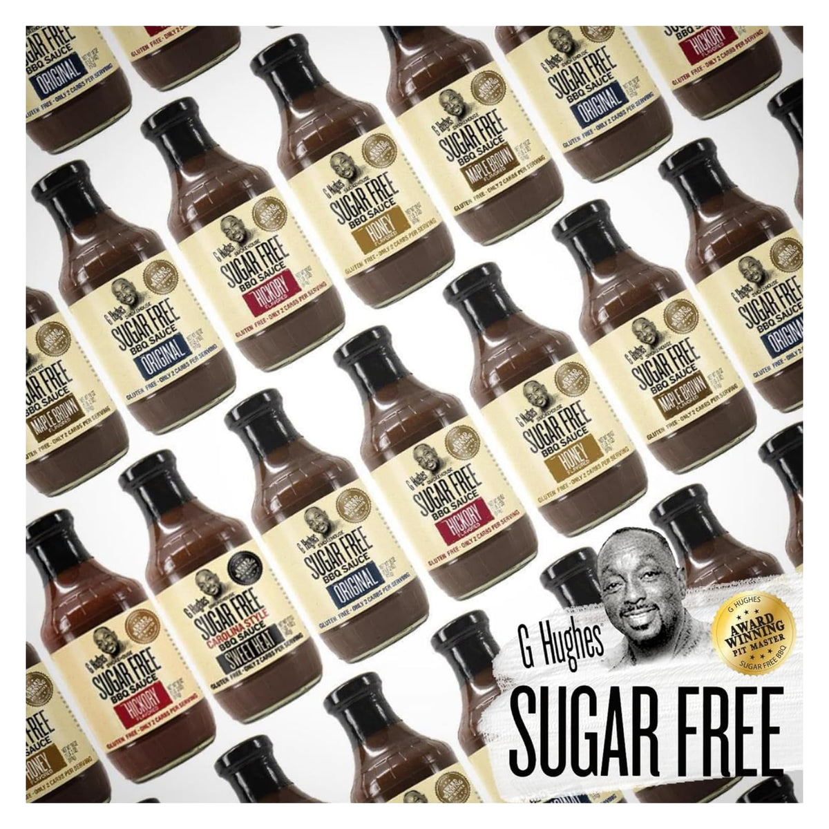 G Hughes BBQ Sauce SugarFree Maple Brown