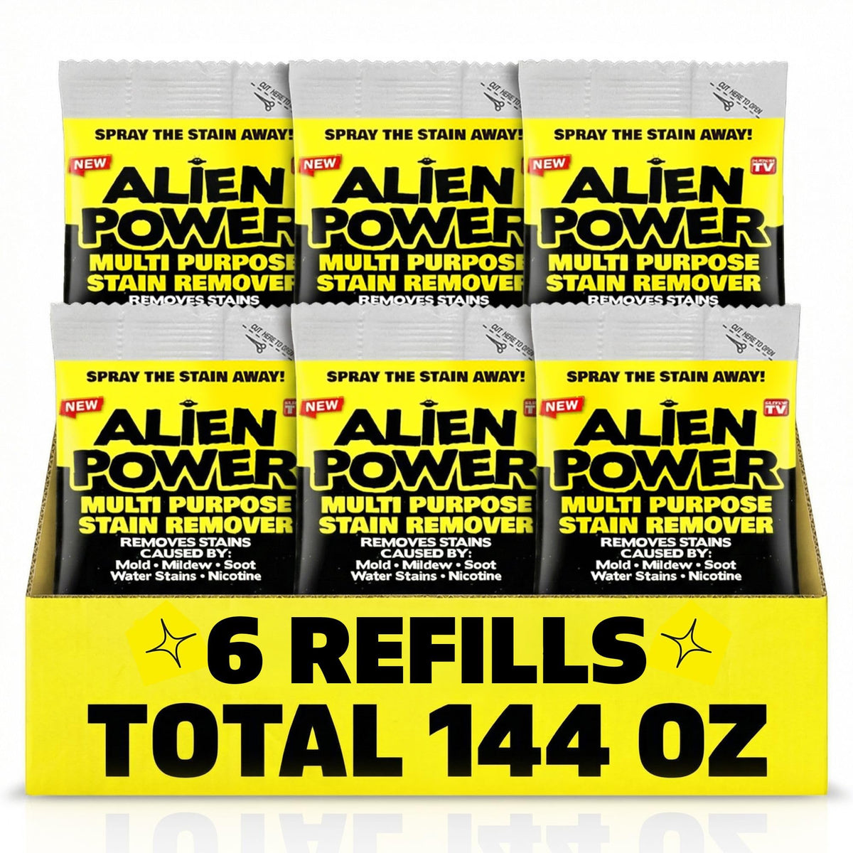 Alien Power 6 Pack Refill Packets, Makes 144 Fl Oz Worth of Alien Power Solution