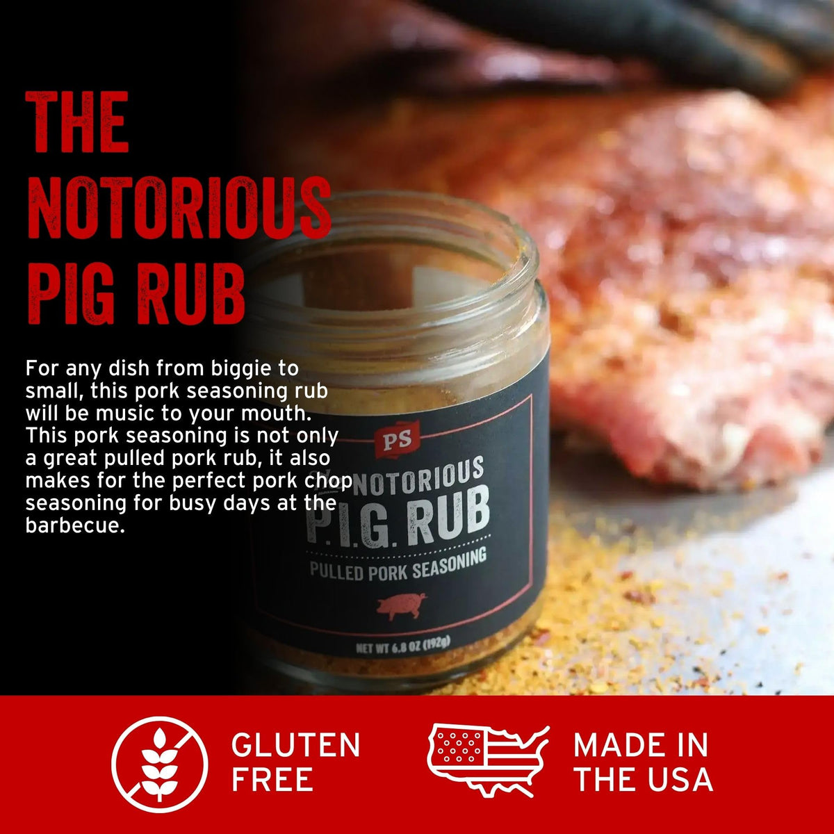 PS Seasoning Notorious PIG Sweet Brown Sugar Pulled Pork Rub 4 pack - Smoky BBQ Pork Butt Seasoning for Ribs, Shoulder and Chops - Barbecue Dry Rub