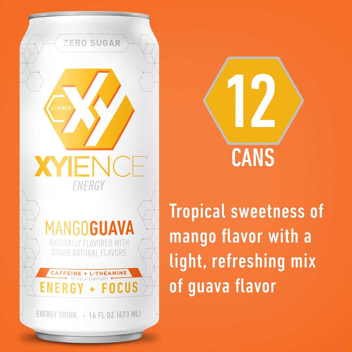 Xyience Mango Guava Energy Drink, 16 fl oz can (Pack of 12)