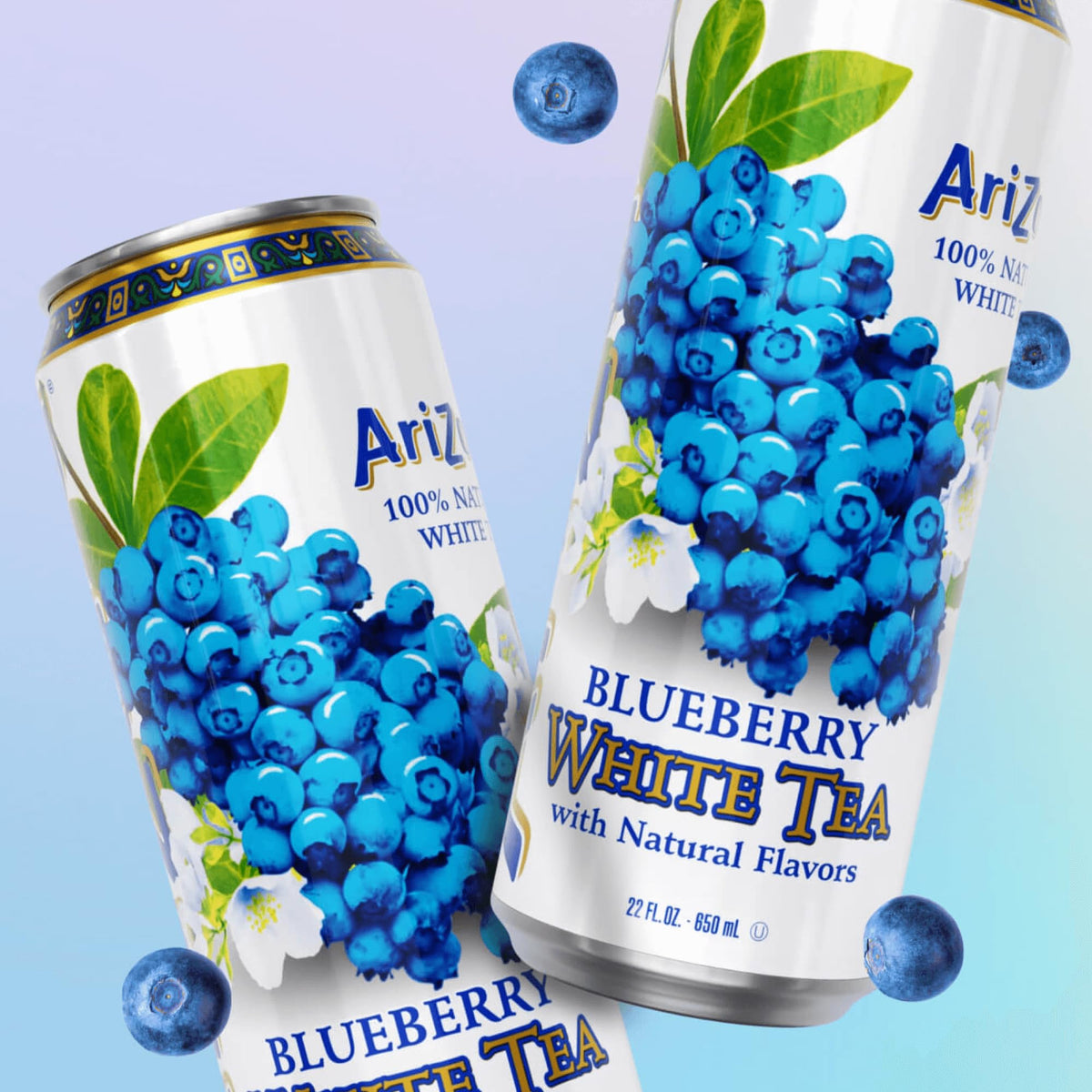 AriZona Blueberry White Tea - Big Can, 22 Fl Oz (Pack of 12)