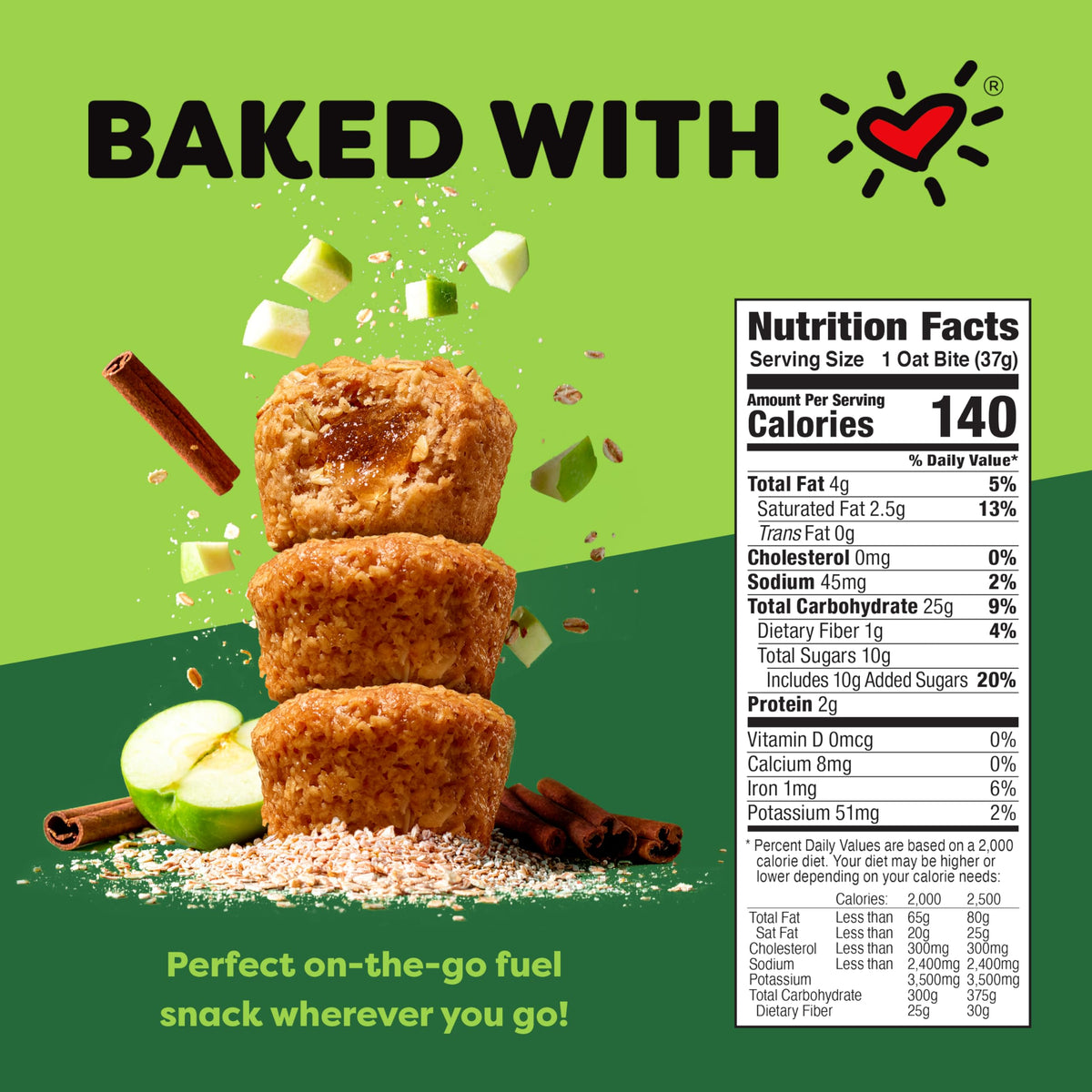 Bobo's Stuff'd Apple Pie Oat Bites, Simple Ingredients, Whole Grain Oats, Plant Based, Non-GMO, Gluten Free Breakfast Bars, Healthy Snacks for Adults