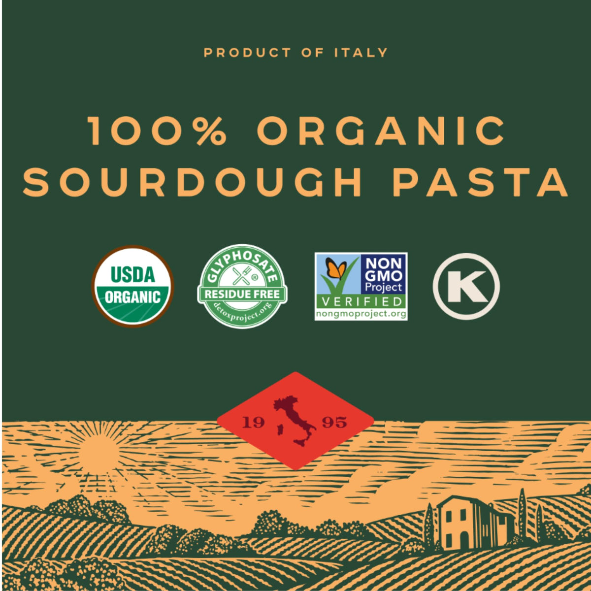 Bionaturae Sourdough Organic Fusilli Pasta - Italian Pasta Noodles, Spiral Pasta, Spiral Noodles, Fusilli Pasta Noodles, Corkscrew Pasta - 12 Ounce