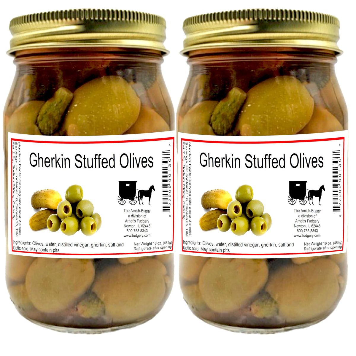 Stuffed Large Olives - Choose Two 16 oz. Jars (Gherkin Stuffed Olives)