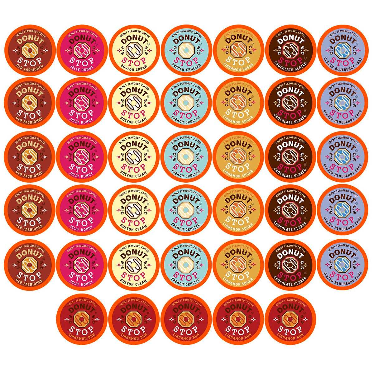 Donut Stop Flavored Coffee Pods, Compatible with 2.0 K-Cup Brewers, Donut Flavor Coffees, Assorted Variety Pack, 40 Count