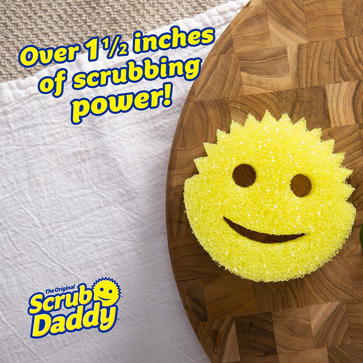 Scrub Daddy Smiling Scrubber, Grey - Scratch-Free Multipurpose Dish Sponge - BPA Free & Made with Polymer Foam - Stain & Odor Resistant Kitchen Sponge