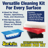 STAR BRITE Scrub Pad Kit - 3 Different Textured Scouring Pads & Interchangeable Handle (040023PW)