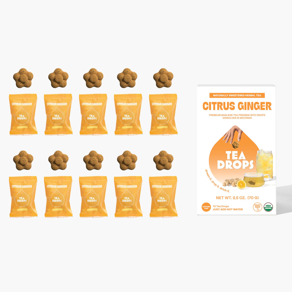Tea Drops, Tea Citrus Ginger Organic 10 Count, 2.5 Ounce