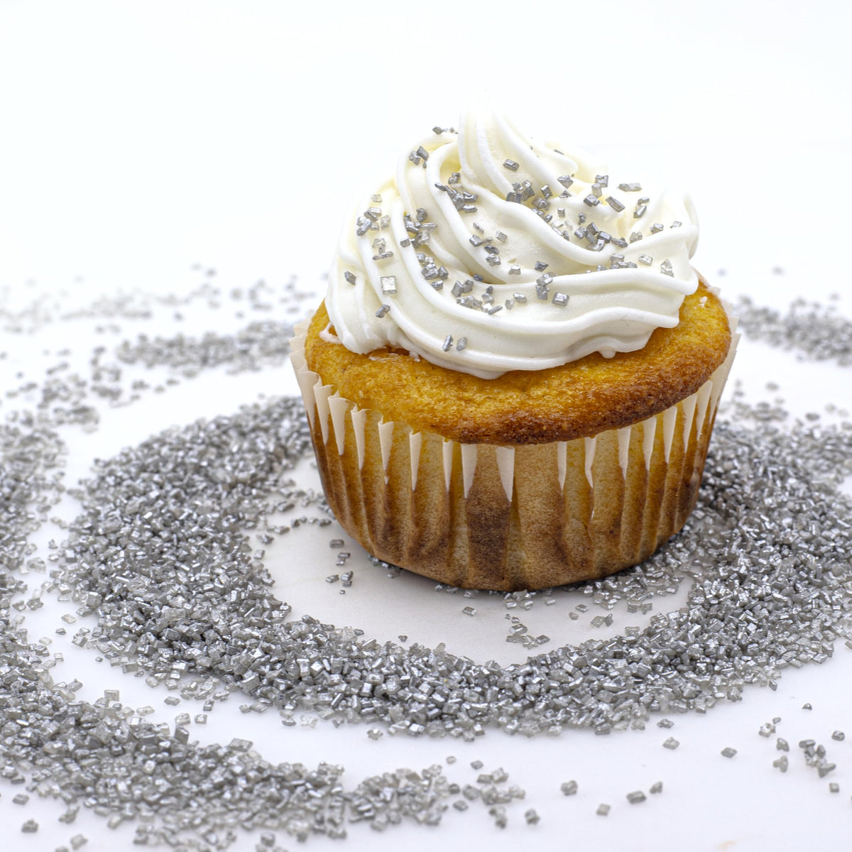 Bakerpan Pearlized Sugar Sprinkles for Baking - 5 Ounce - Sparkling Silver Decorating Sugar Crystals for Cookies, Cake Pops, Ice Cream (Made in USA)