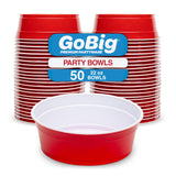 GoBig Red Party Cup Bowls - 50 Small Disposable Plastic Bowls