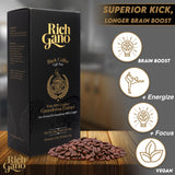 Rich Gano Reishi Mushroom Coffee - (3 Boxes of 30 Sachets) Black Coffee with Ganoderma Extract - All Natural Vegan Friendly Instant Coffee Packets