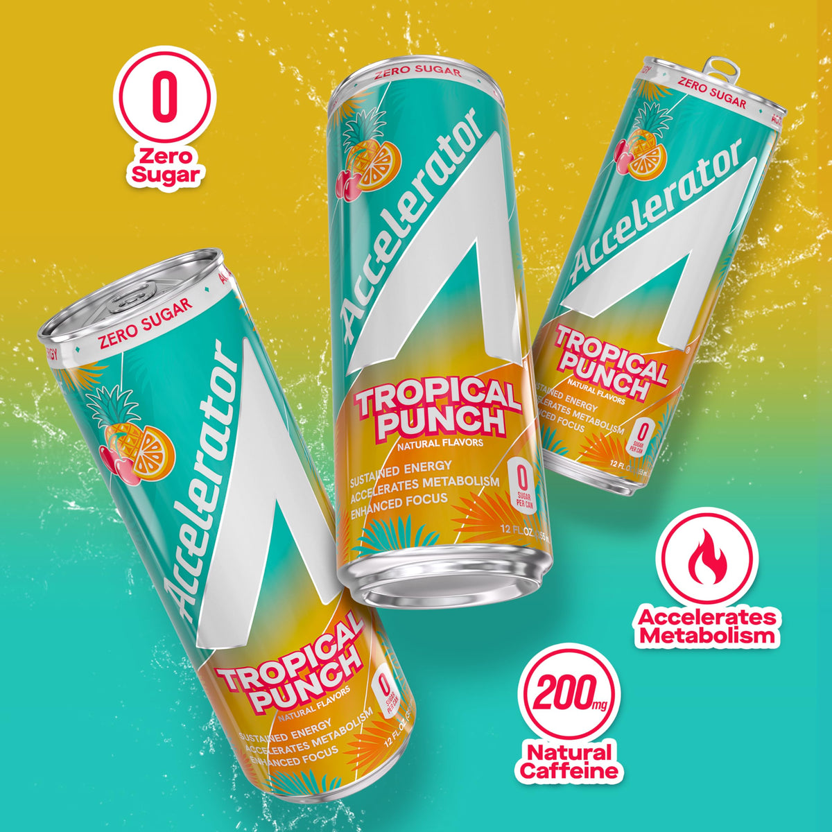 Accelerator Active Energy Drink, Tropical Punch, 12oz can (12 pack)