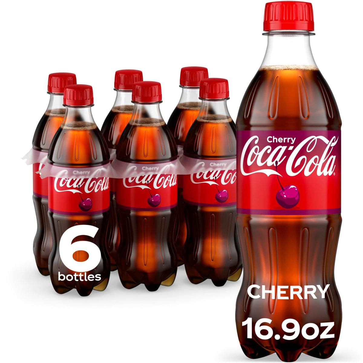 Coca-Cola Cherry Soda Soft Drink, 16.9 fl oz, 6 Pack