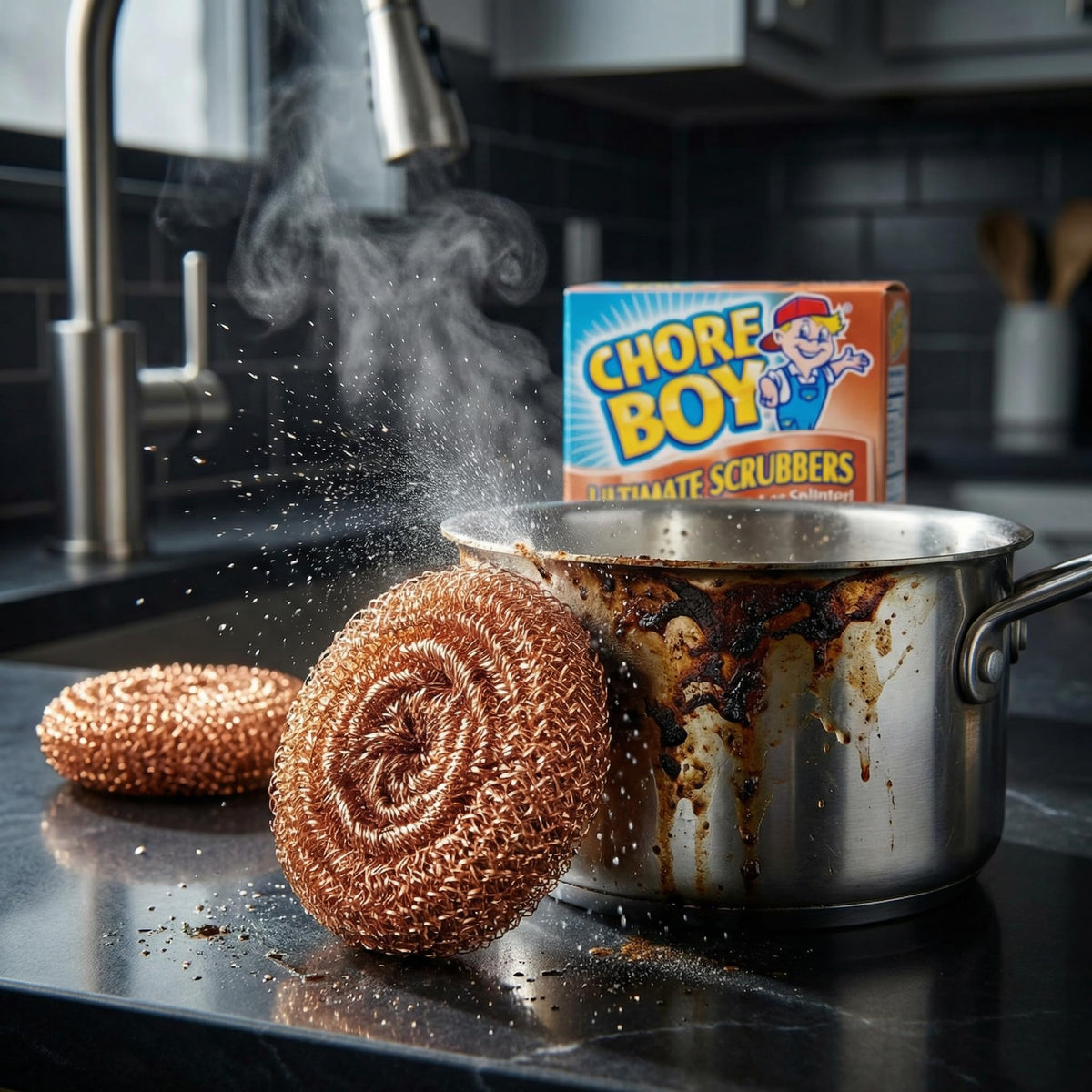 Chore Boy Heavy Duty Copper Scrubber for Pots and Pans 2 pk - Dish Scrub Pad & Cast Iron Cleaner - Scouring Pads - Steel Wool Alternative - 3 Pack