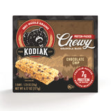 Kodiak Cakes Chewy Granola Snack Bars, Chocolate Chip, High Protein, 100% Whole Grains, 1 box with 5 bars