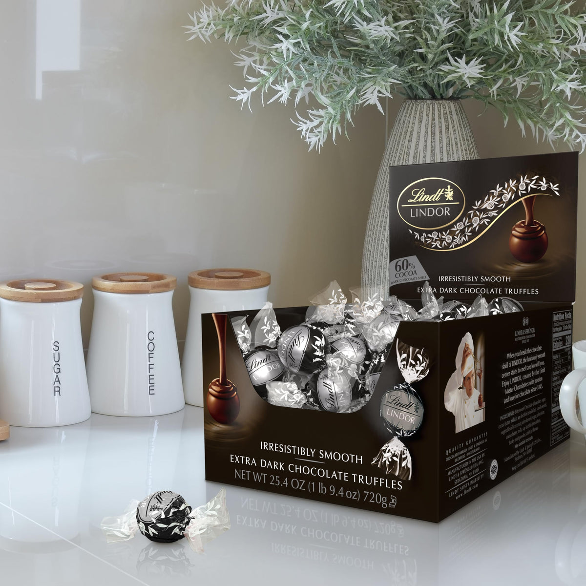 Lindt LINDOR 60% Dark Chocolate Truffles, Dark Chocolate Candy with Smooth, Melting Truffle Center, 25.4 oz., 60 Count