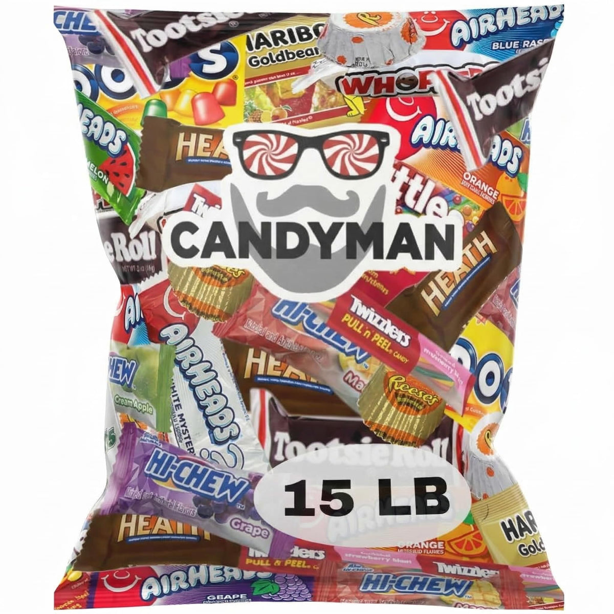 Candyman 15-Pound Bulk Chocolate Candy Variety Pack, Individually Wrapped