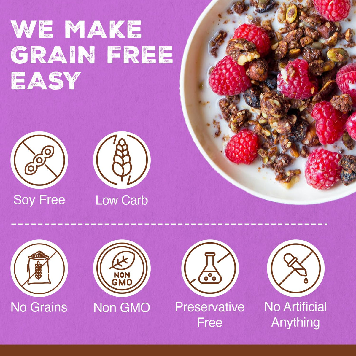 Paleonola Chocolate Fix Grain Free Granola, 10 Oz Resealable Bag (Pack of 3) - Grainless Paleo Granola Blended w/Dried Cranberries & Coconut, Organic