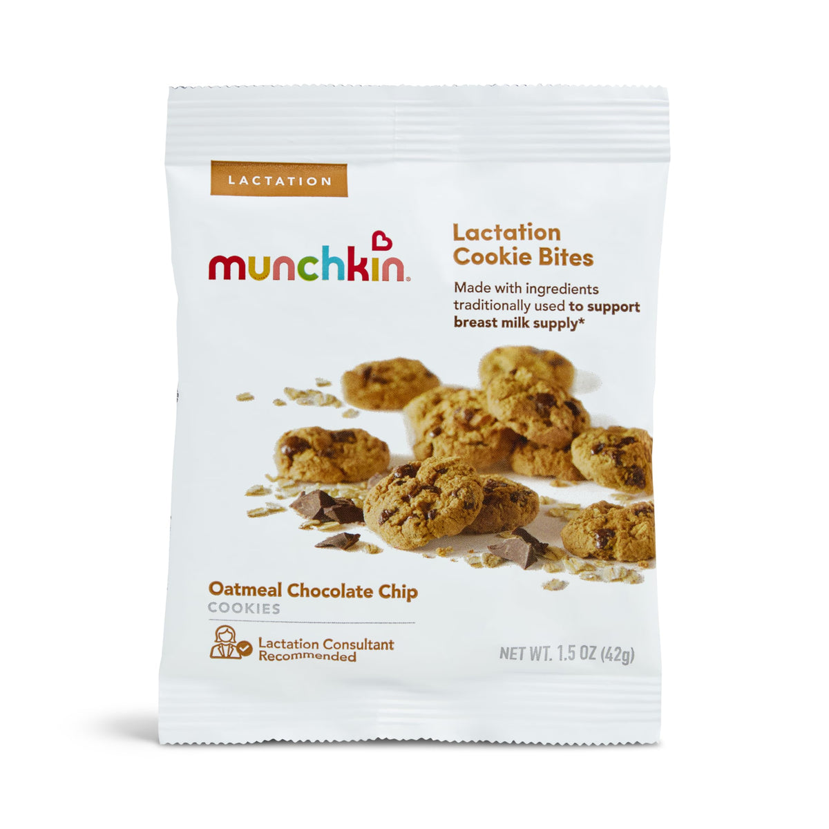 Munchkin Milkmakers Lactation Cookie Bites, Oatmeal Chocolate Chip, 10 Ct