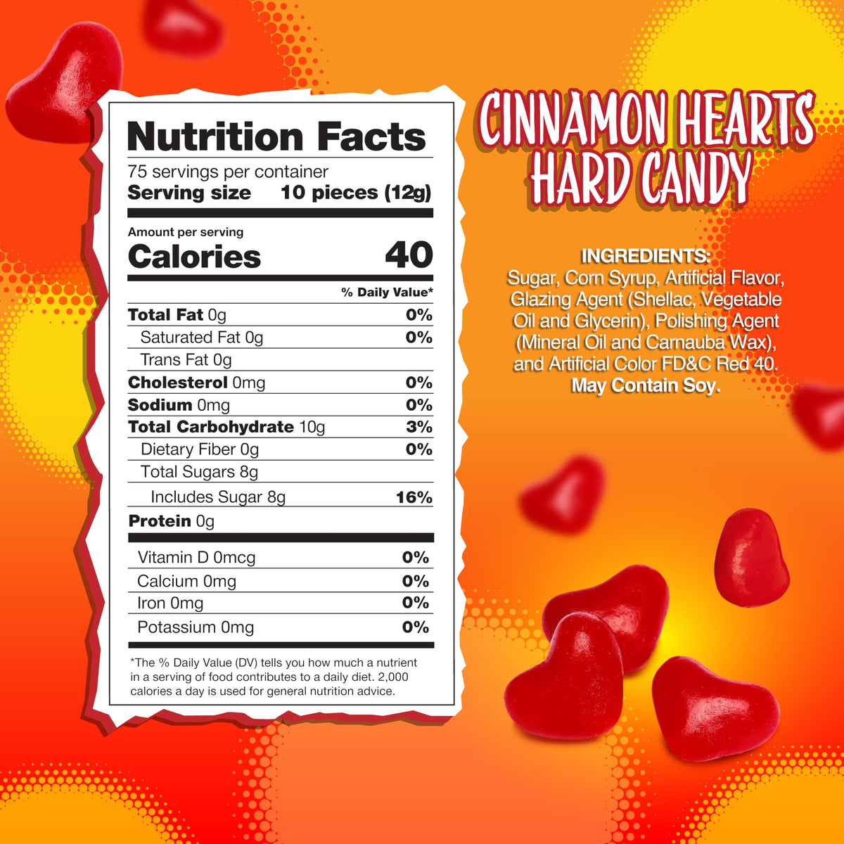 Cinnamon Hearts | 2 Pound Bag | Red Spicy Hard Candy Bulk | Heart Shaped Cinnamon Candy Bits for Baking, Decorating, Gifting, and Snacking | Retro