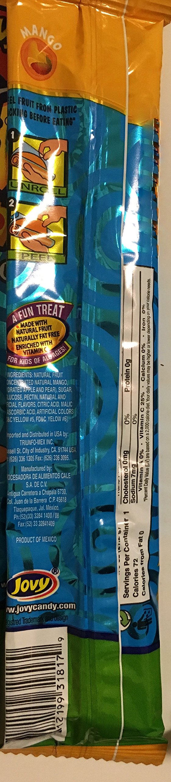 0.75oz Jovy Fruit Roll Snack, Mango (16 Single Packets Per Order)
