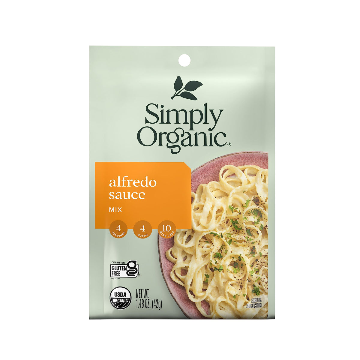 Simply Organic Alfredo Sauce Mix, Certified Organic, Gluten-Free | 1.48 oz | Pack of 4