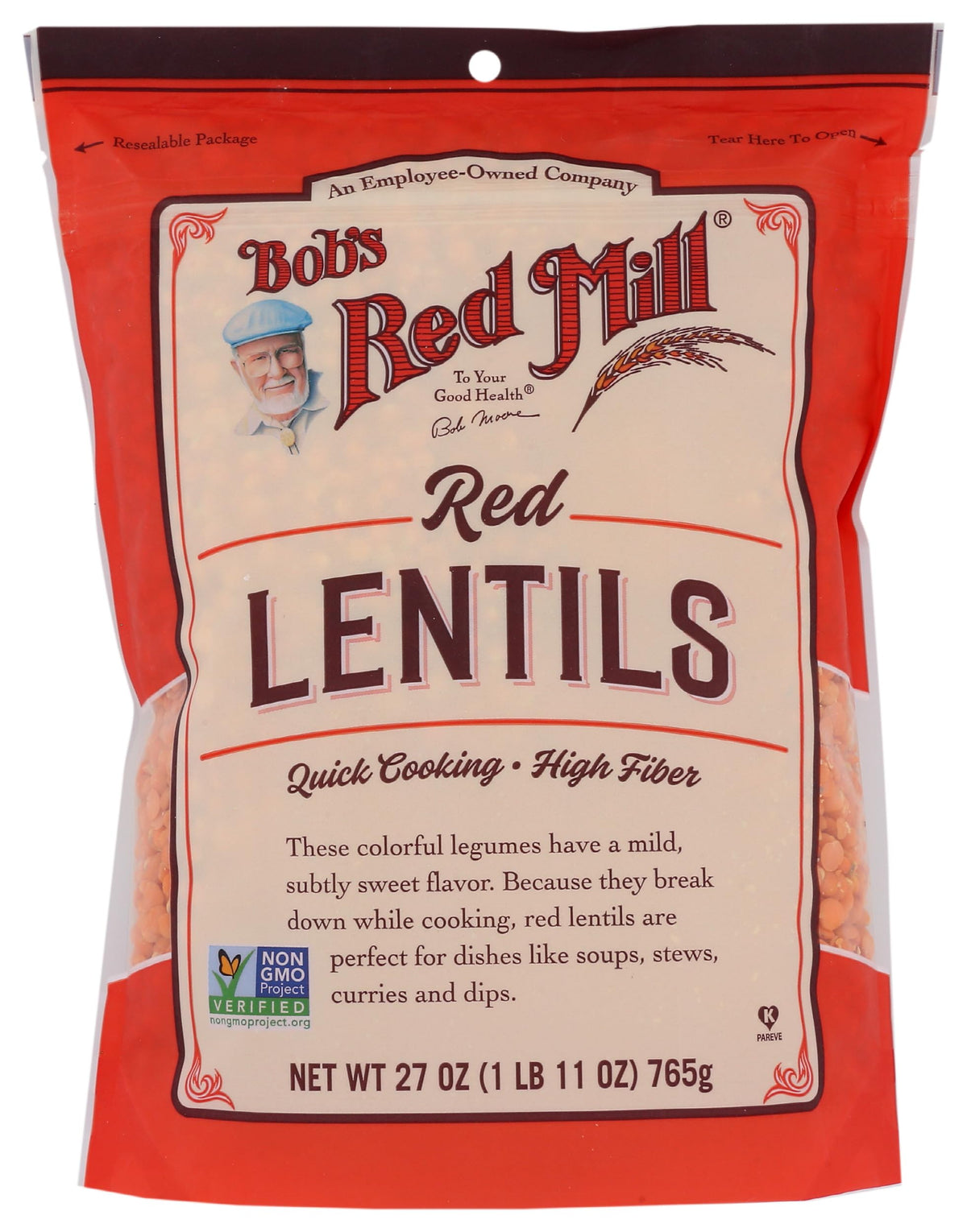 Bob's Red Mill Red Lentils, 27 Oz (Pack of 1) - Non GMO, Vegan, Kosher
