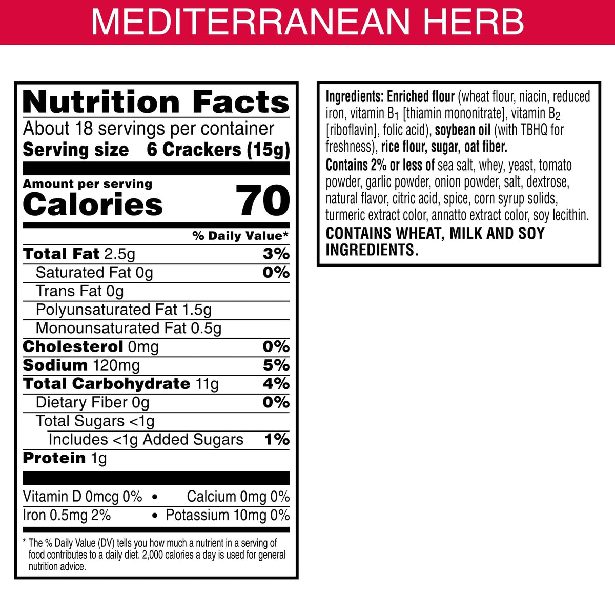 Town House Pita Crackers, Party Snacks, Game Day, Mediterranean Herb 9.5oz Box