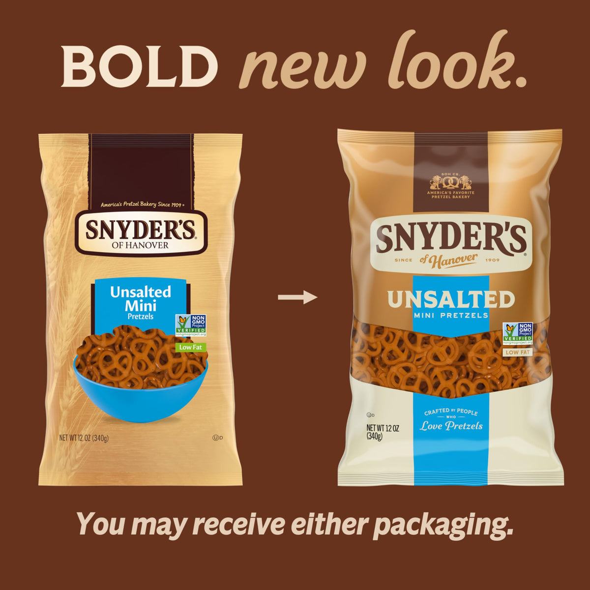 Snyder's of Hanover, Unsalted Mini Pretzels, 12 Oz Bag