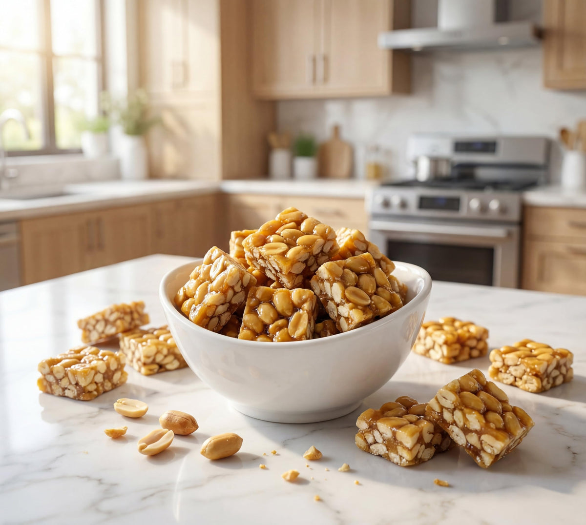Old?Fashioned Peanut Squares - 1 lb Resealable Bag - Crunchy Bites Made with Roasted Peanuts - Classic Retro Treat for Snacking, Candy Dishes & Gifts