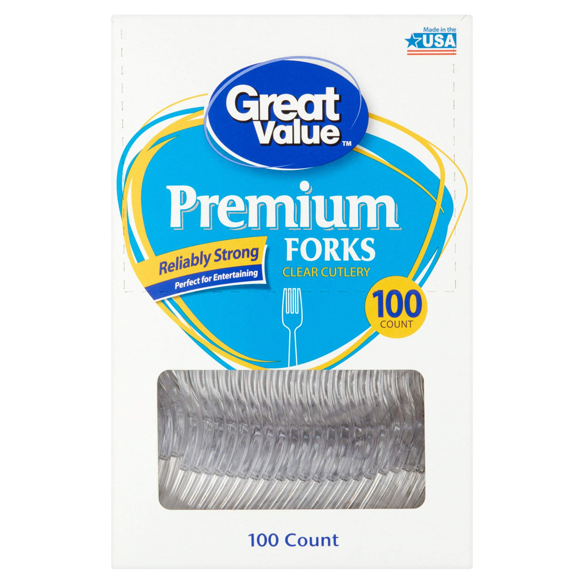 Great Value Pack Premium Disposable Plastic Forks, 100ct (1)