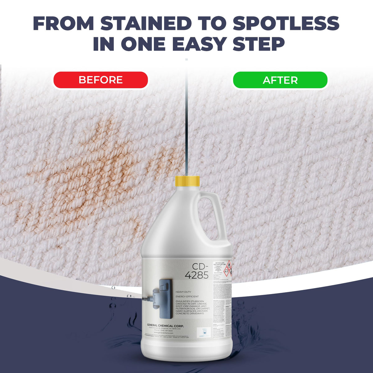 CarpetGeneral Heavy Duty Carpet Stain Remover CD 4285 - Carpet's Multi-Purpose and Powerful Liquid Solution, Though Cleaning Formula For Homeowners