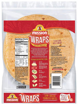 Mission Sun-Dried Tomato Basil Wraps, Soft Veggie Wraps, Trans Fat Free, 6 Count - 2 Packs