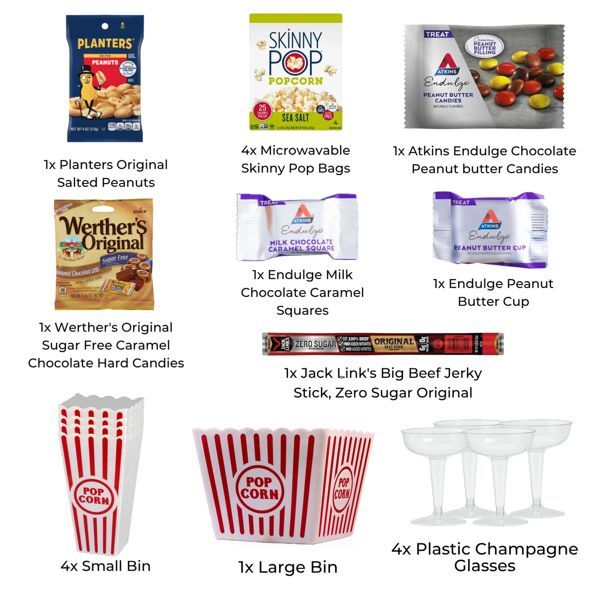 Movie Night Popcorn and Candy Gift Basket - Perfect for a Cozy Graduation Celebration Evening at Home or the Theater with Family and Friends (Keto