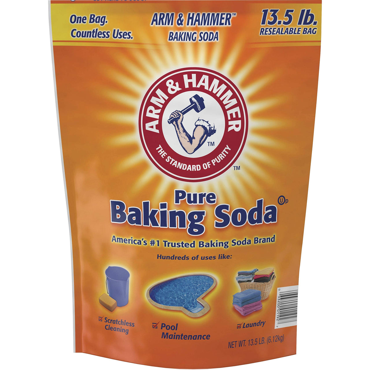 Arm & Hammer CDC3320001961, Pure Baking Soda, 4 / Box, Orange
