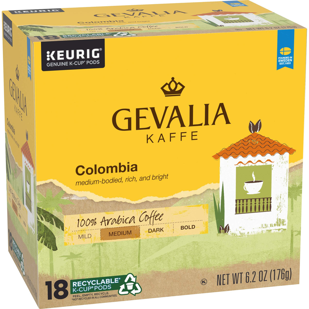 Gevalia Colombia Blend Medium Roast K-Cup Coffee Pods (18 Pods)