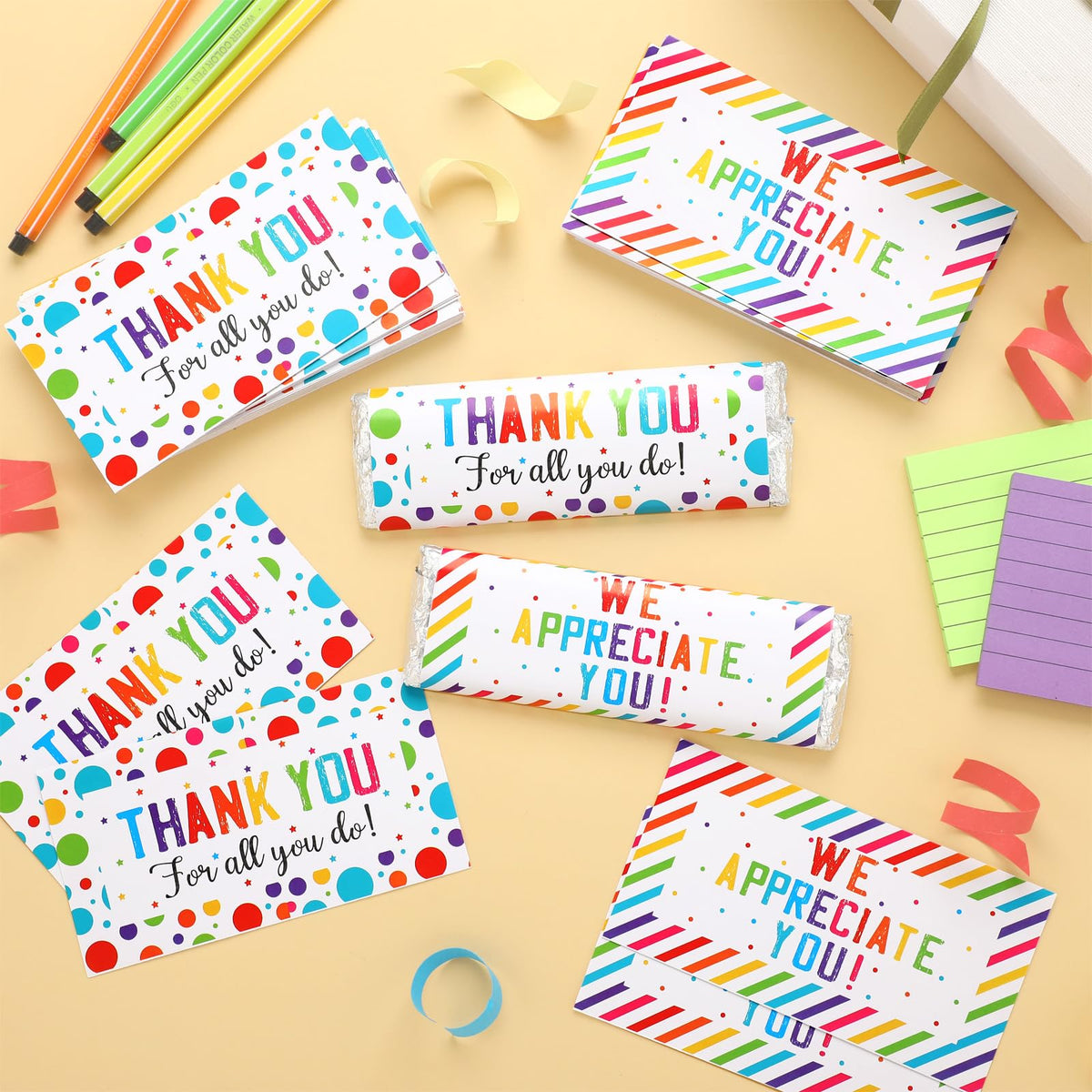Moinchore 100 Pcs Candy Bar Wrappers We Appreciate You Theme,Dot