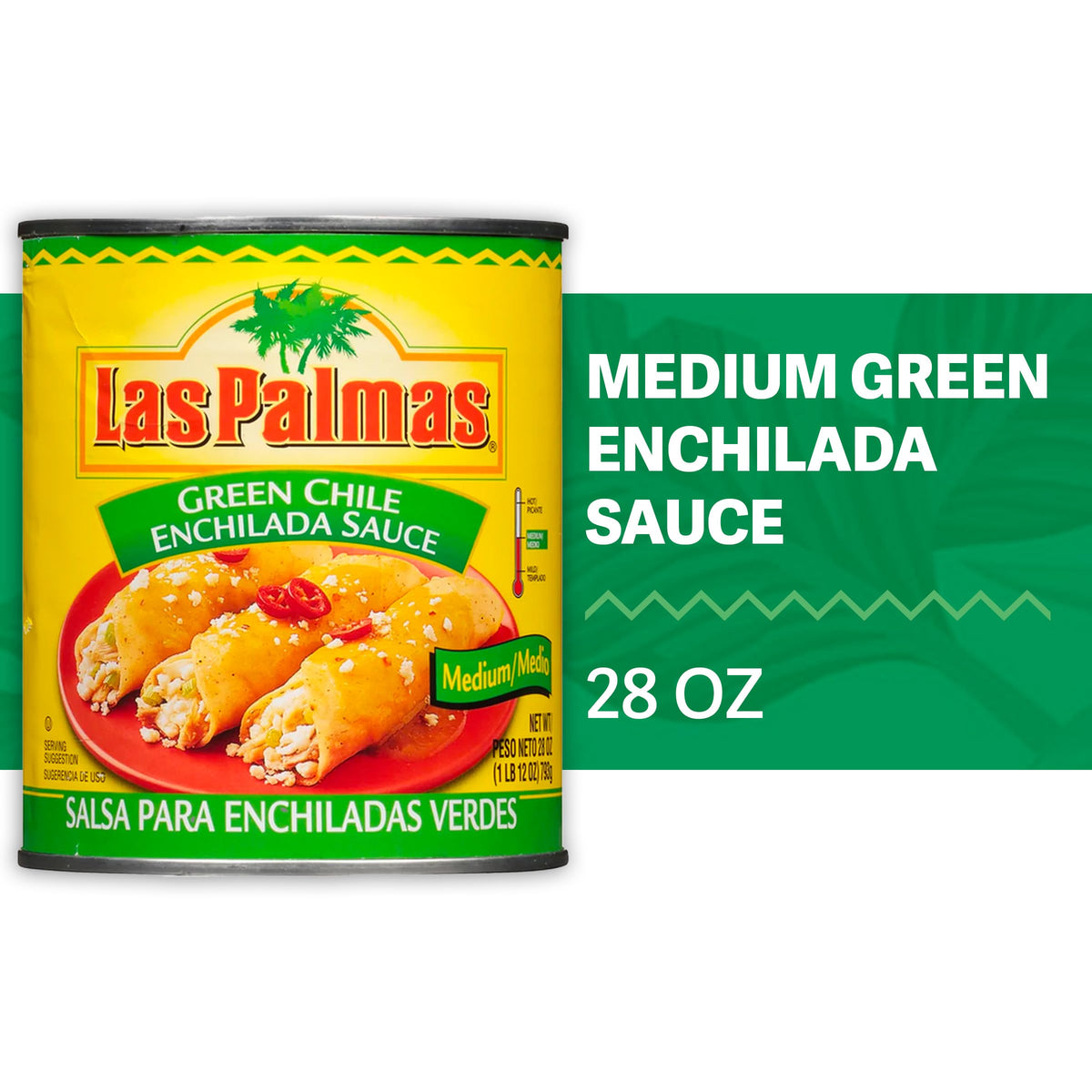 Las Palmas Green Chile Enchilada Sauce, Medium, 28 Ounce