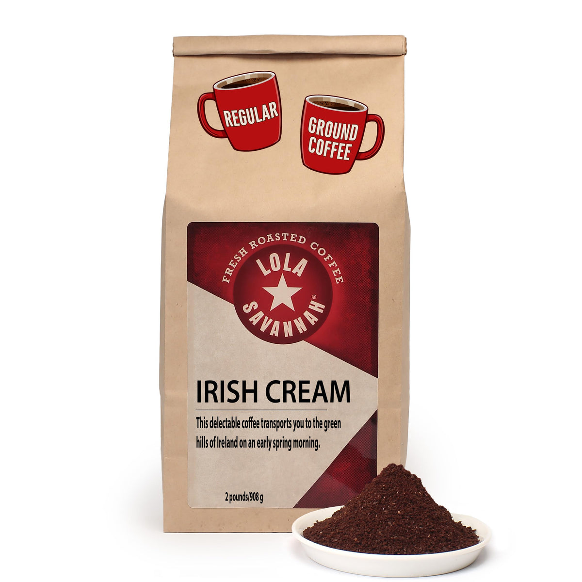 Lola Savannah Irish Cream Ground Caffeinated Coffee, 2lb