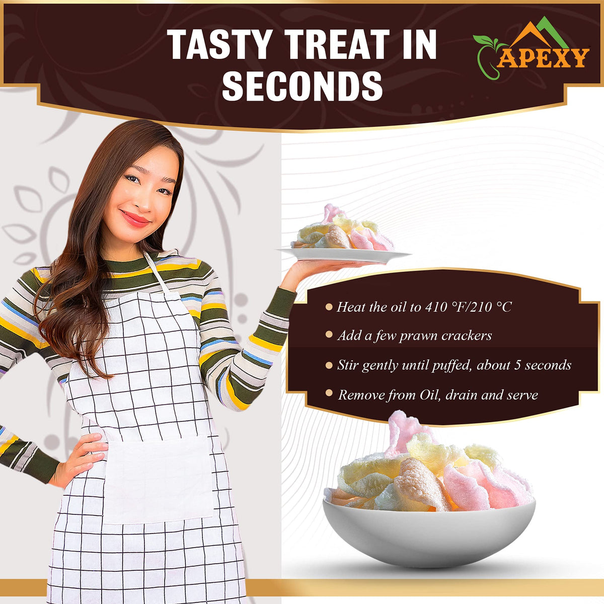 APEXY Authentic Prawn Crackers Uncooked, Crispy and Delicious Shrimp Chips for Party Appetizers and Snacks, Cook and Serve, 8 oz (227g), Pack of 2