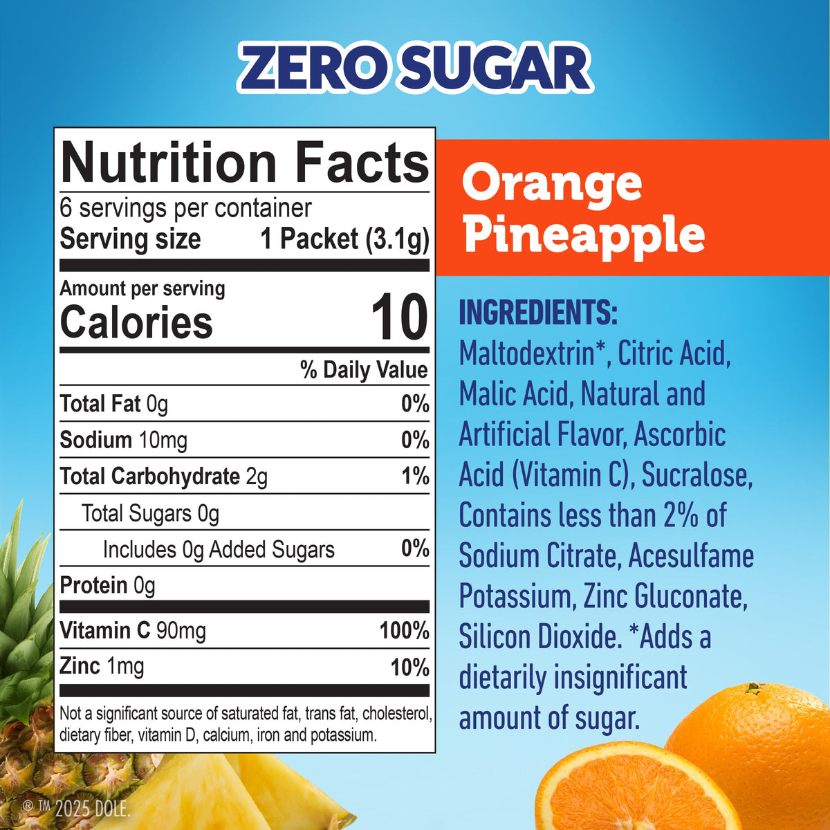 Juicy Mixes Tropical Splash Dole- Powder Drink Mix - Sugar Free & Delicious, Makes 72 Flavored Water Beverages, 72.0 Count