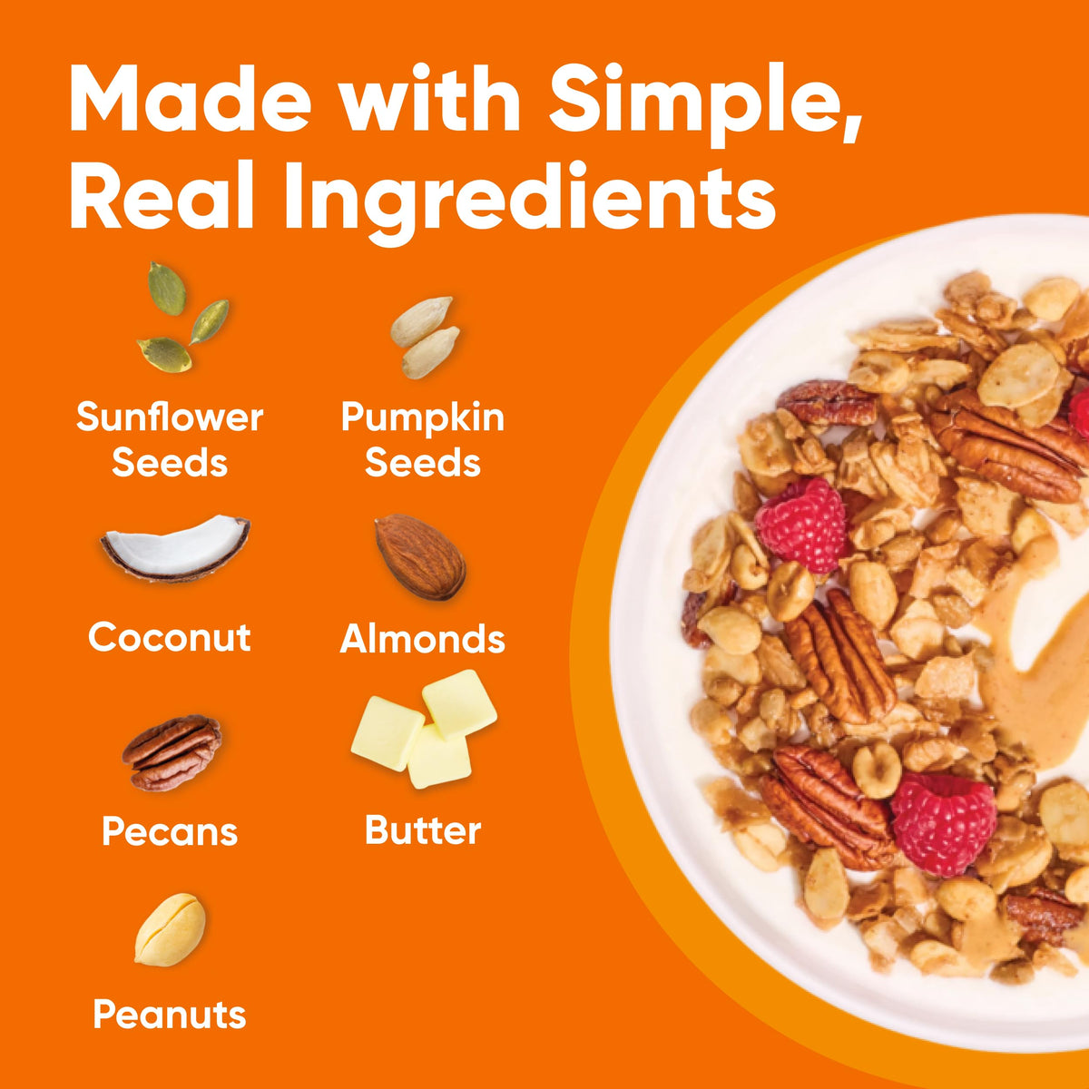 NuTrail Nut Granola, Peanut Butter, No Sugar Added, Gluten Free, Grain Free, Keto, Low Carb, Healthy Breakfast Cereal 8 oz. 1 Count