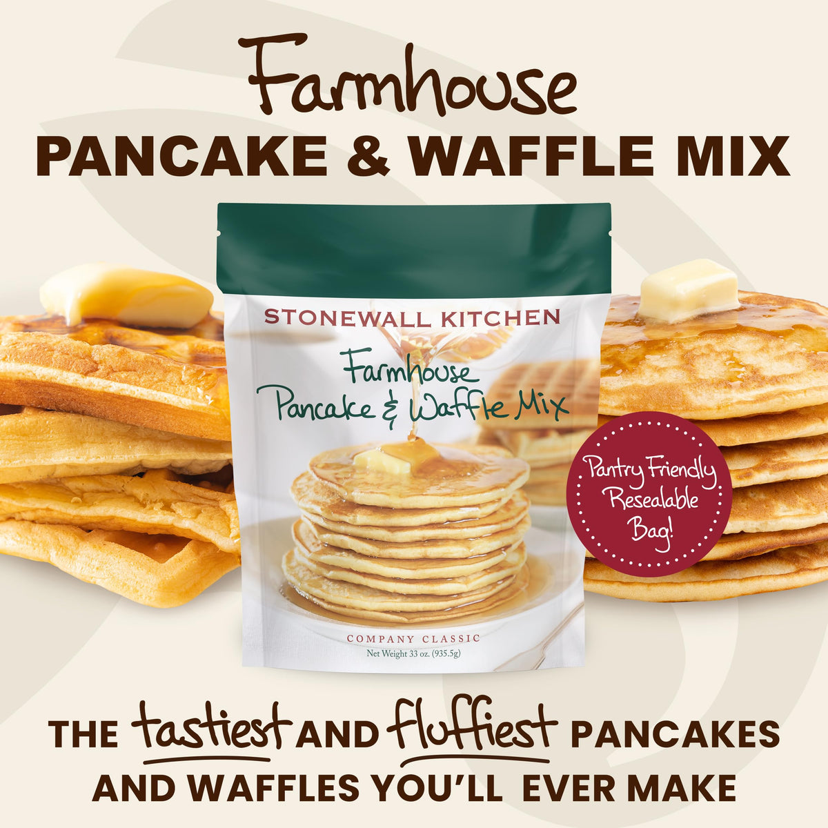 Stonewall Kitchen Farmhouse Pancake & Waffle Mix, 33 oz Stand Up Pouch