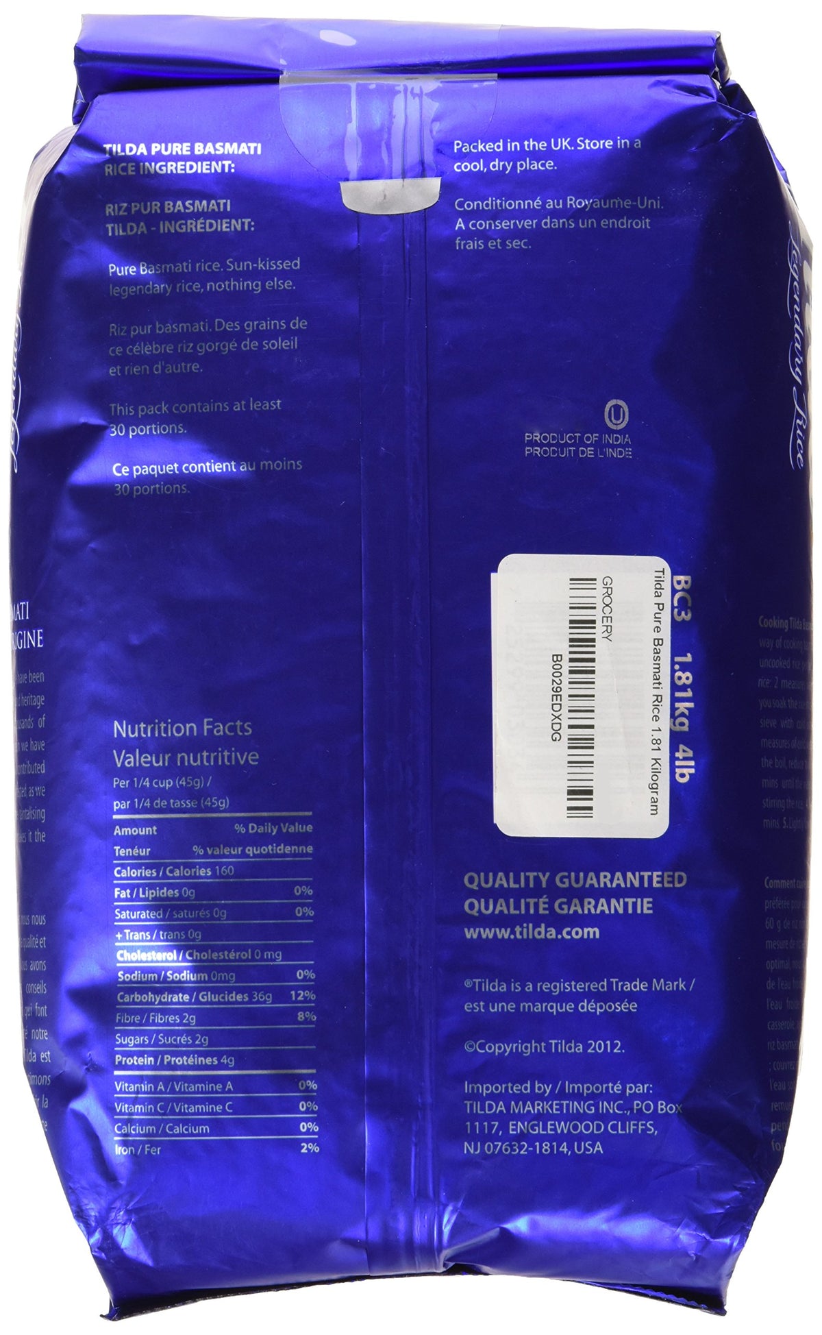 Tilda Legendary Rice, Pure Original Basmati, 4 Pound