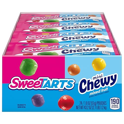 SweeTARTS Mini Chewy, Candy, Mixed Fruit, 1.8 oz, 24 count