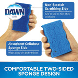 Dawn Ultra Scrubber Sponges Non-Scratch Double-Sided Kitchen Dish Cleaners, 12-Pack, Blue