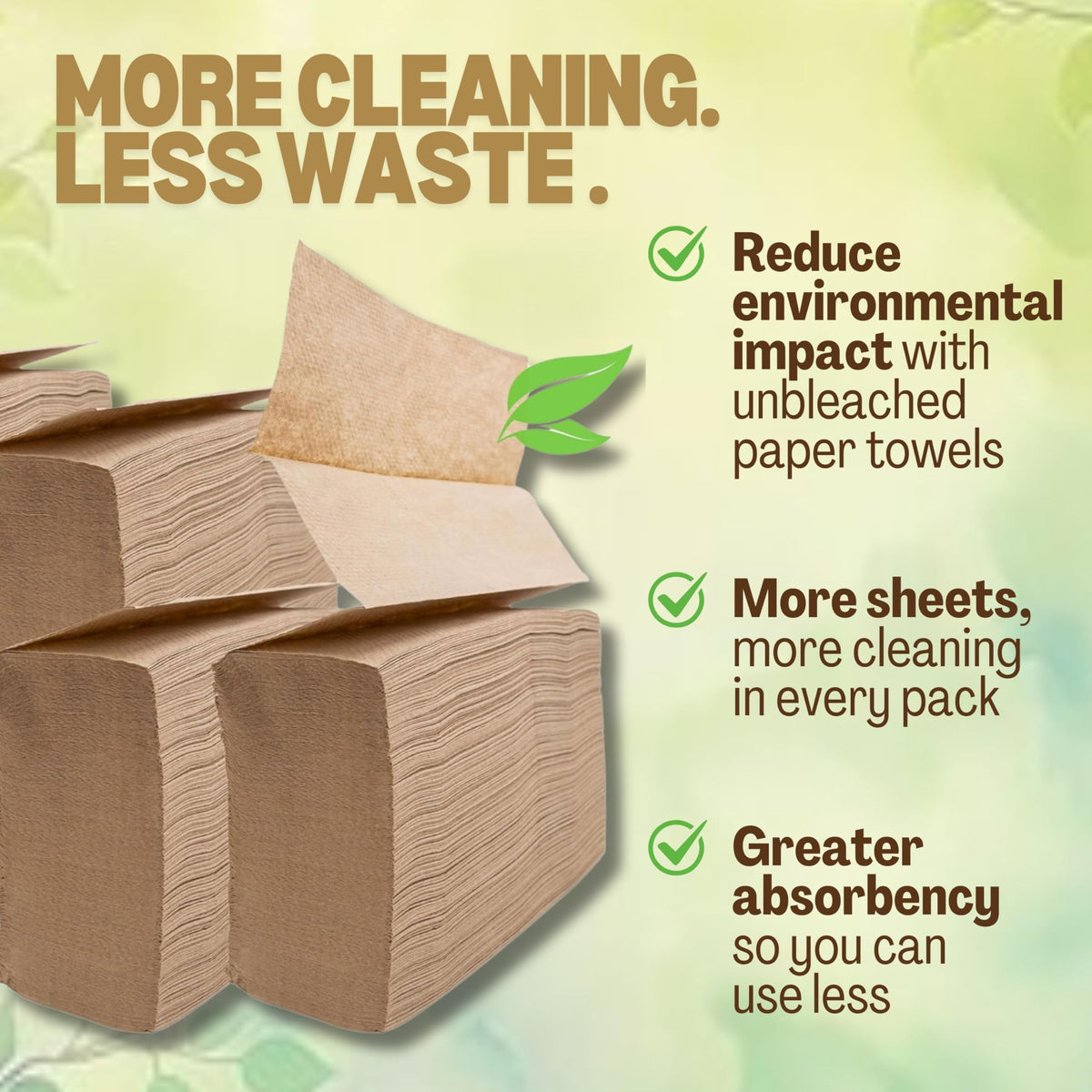 1250ct Brown Organic Unbleached Z-Fold Paper Towels | 100% Post-Consumer Waste, Sustainable Multifold Towels Bulk | Commercial Tri-Fold Recycled Paper
