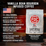 Fire Department Coffee - Vanilla Bourbon Coffee - Gives Back to Firefighters - Vanilla Bean Bourbon Infused Whole Bean - Non-Alcoholic - Roasted in